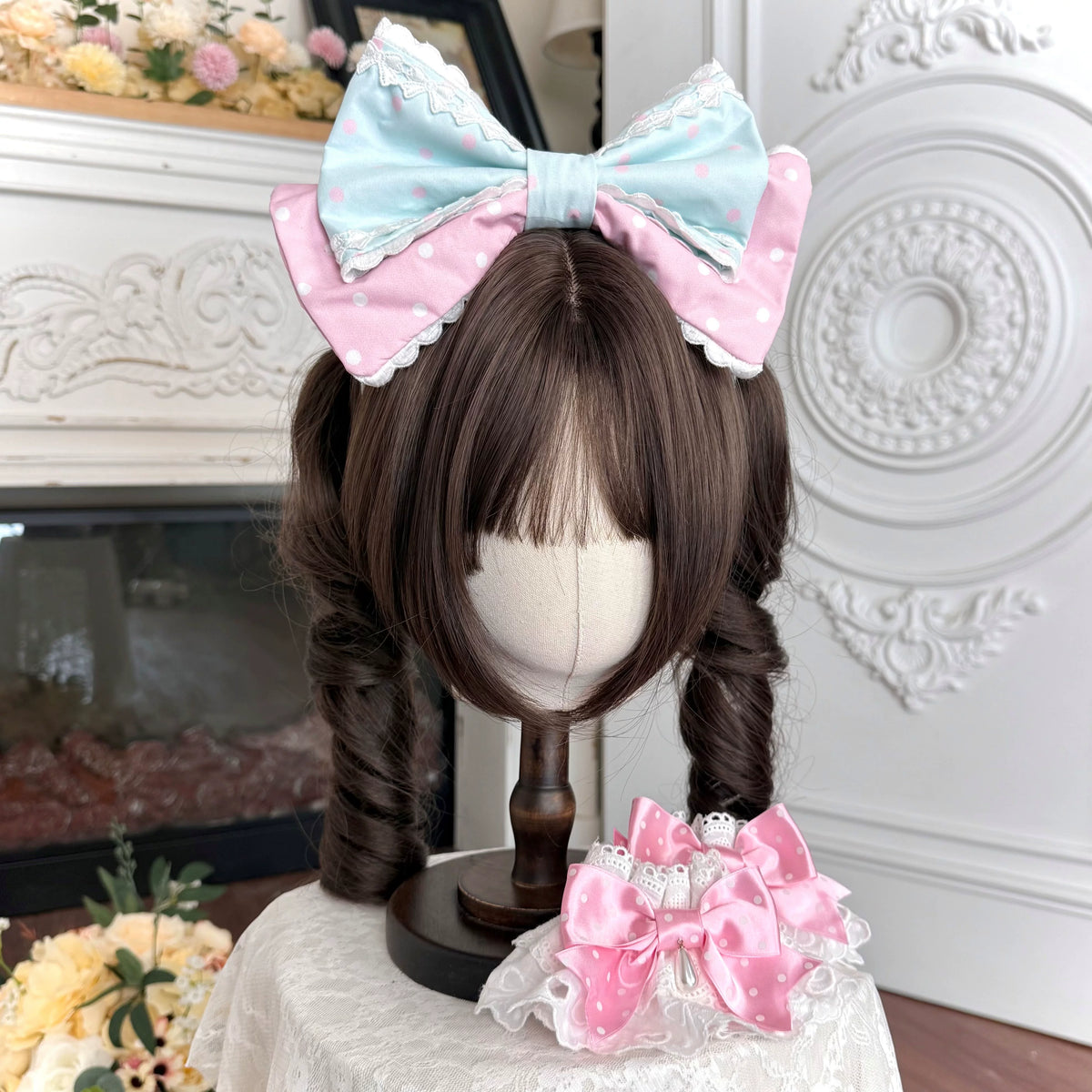 Perfume Kitty - Cotton Old School Lolita OP Dress, Perfume Print & Cat Patch 46037:873519