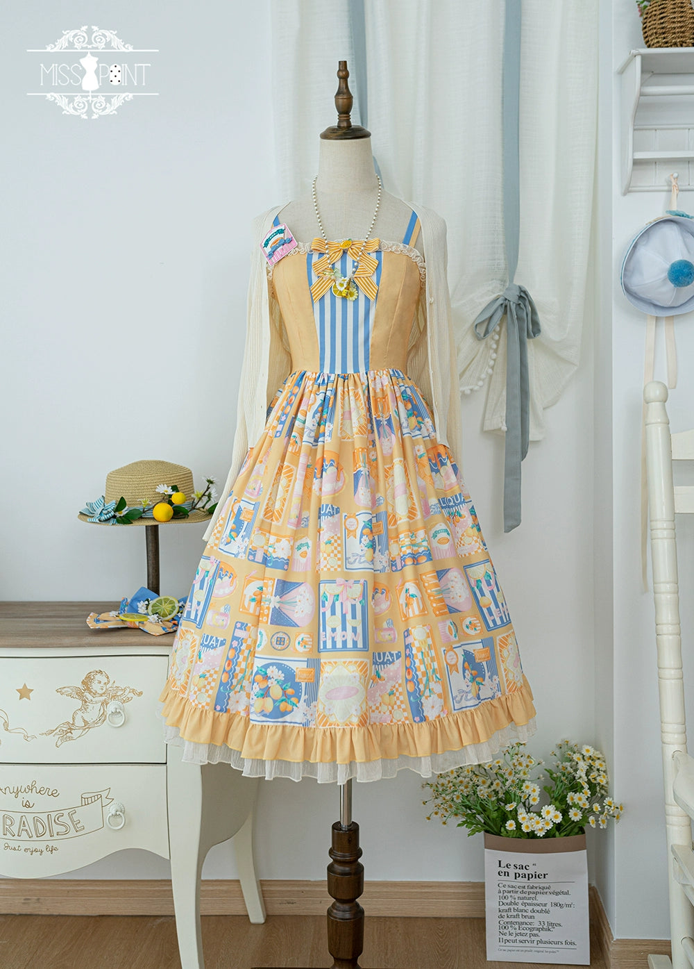 Miss Point~Daisy Lemon~Daily Lolita Lemon Print JSK Customized 21502:310670