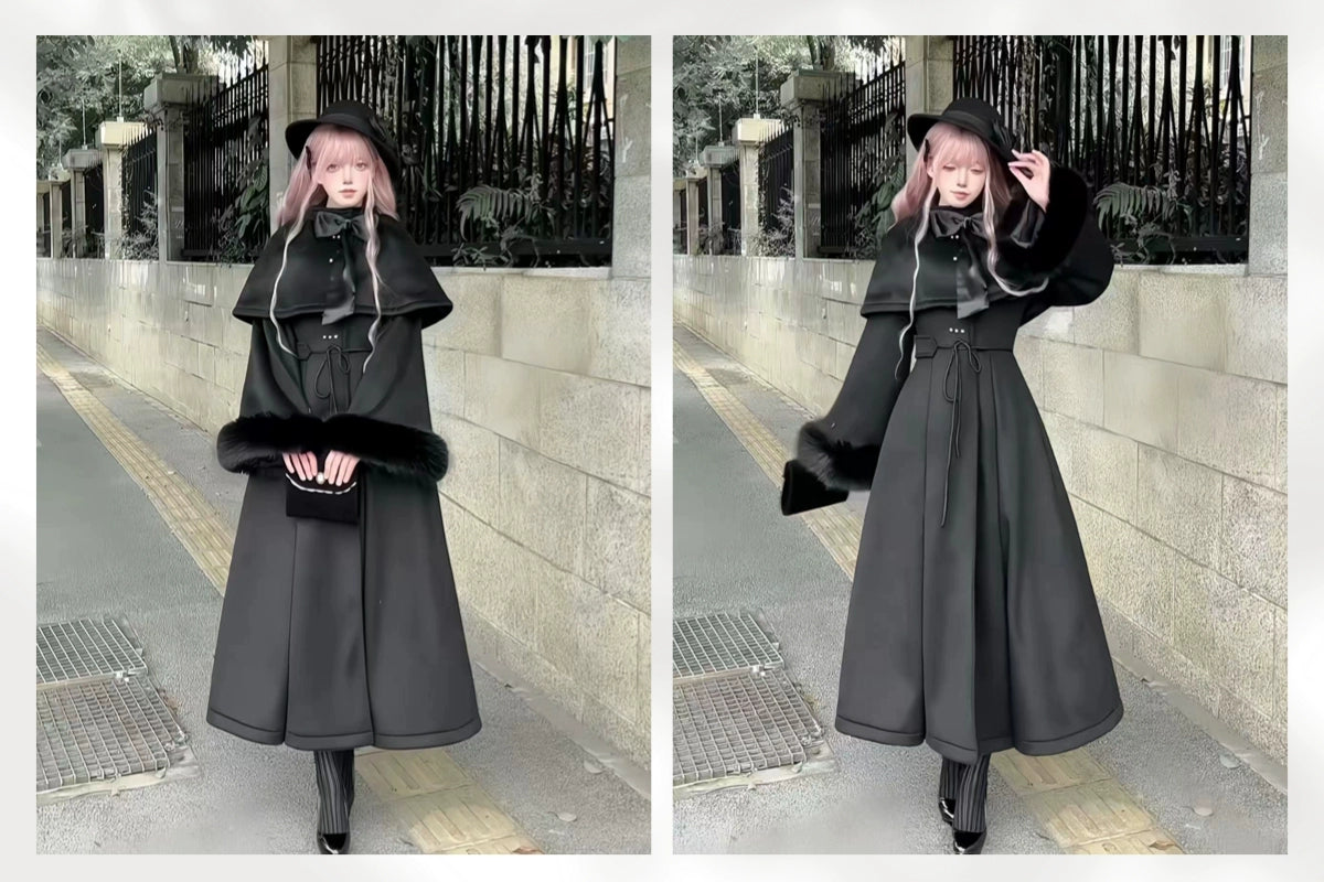 The Original Witch - Silent Hill - Winter Long Gothic Lolita Coat, Detachable Cape 43932:790196