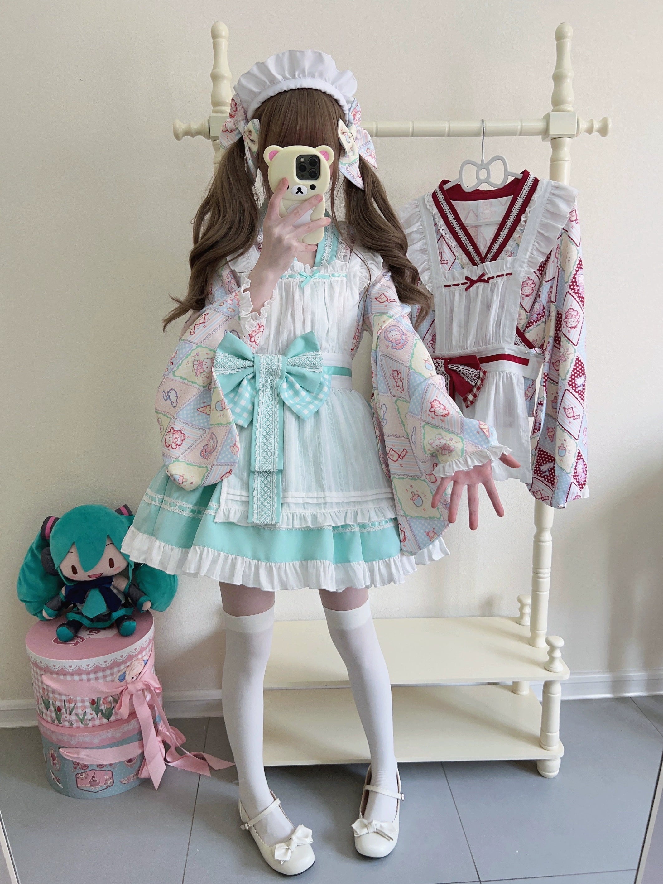 Sugar Girl~Showa Sweetness~Maid Wa Lolita Skirt Set Cute Summer Lolita Bow Apron 35422:520354