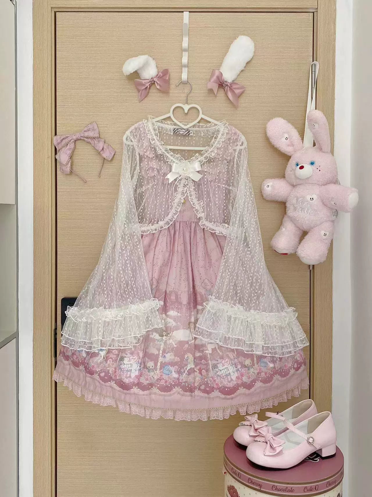 Magic Tea Party - Flower - Classic Lolita Tulle Cardigan with Princess-Sleeves White tulle cardigan only M