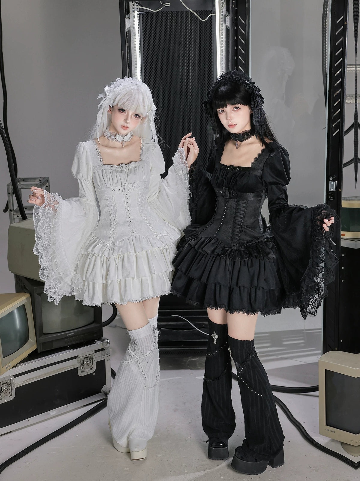 White Night Feather - Gothic Lolita OP Dress & Leg Warmers Set, Angel Cross Theme 46055:873987