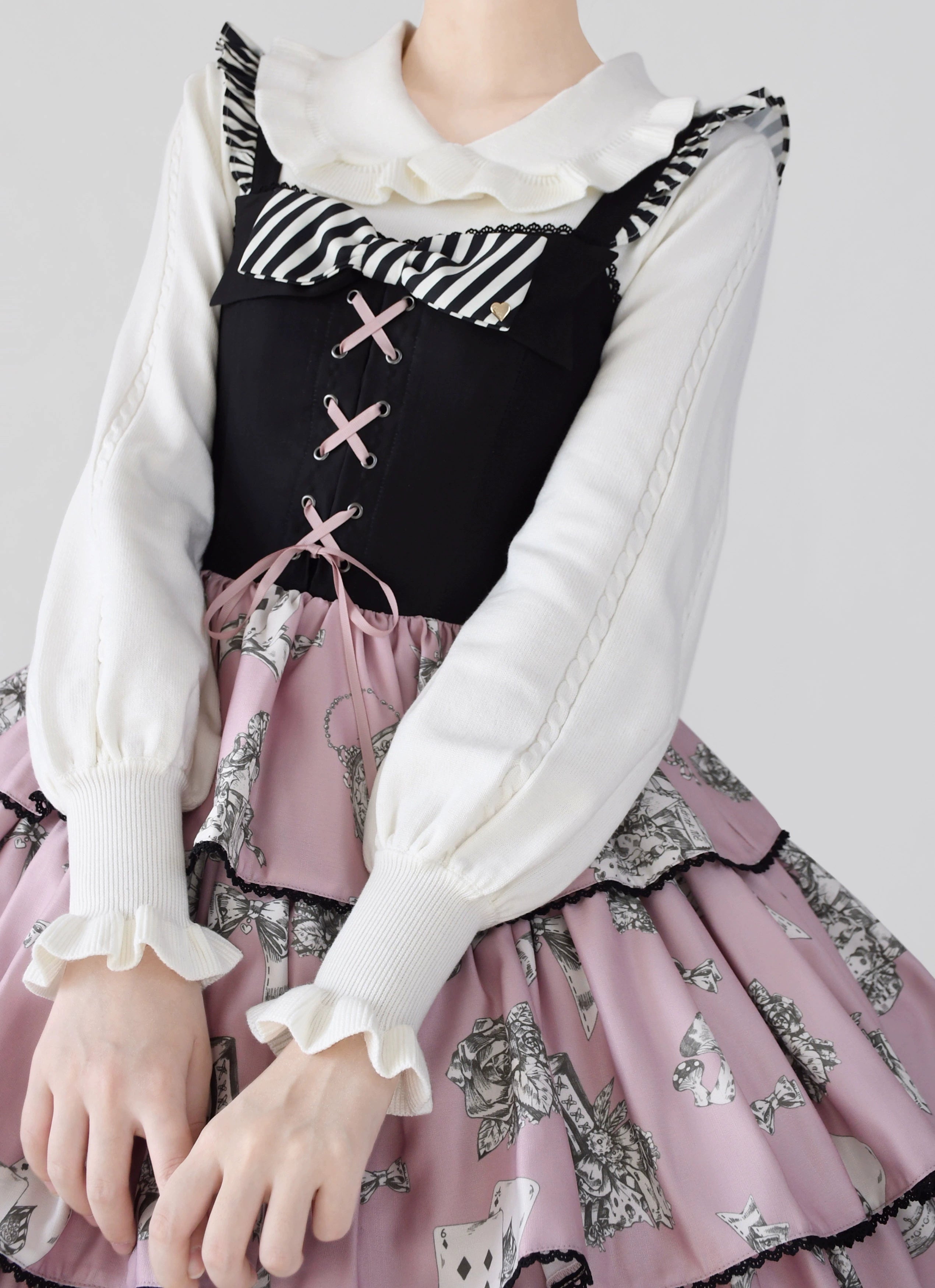 MIST - Japanese Style Lolita Sweater Puff Sleeves Knit Undershirt S white (pre-order)