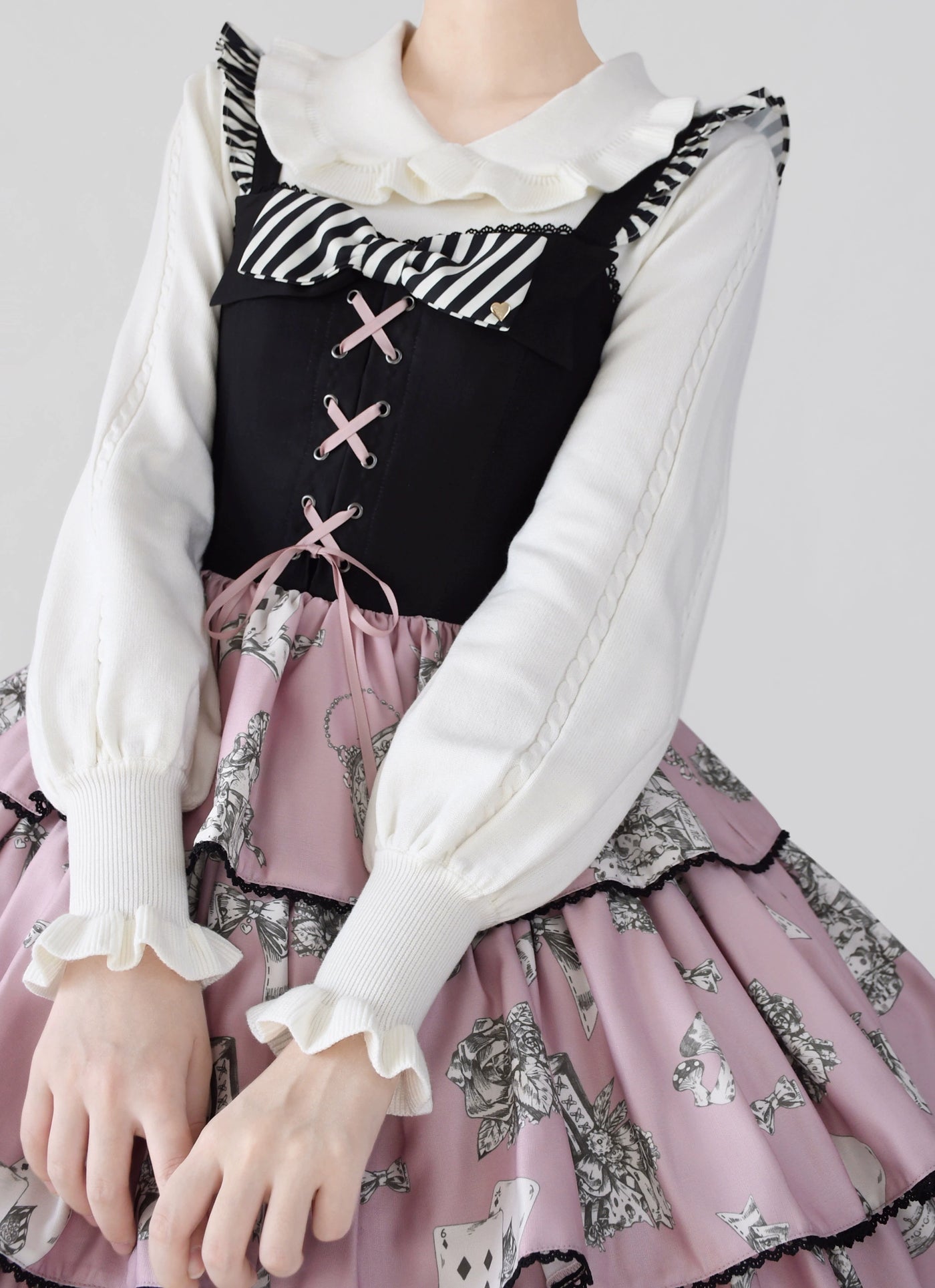 MIST~Japanese Style Lolita Sweater Puff Sleeves Knit Undershirt S white (pre-order) 