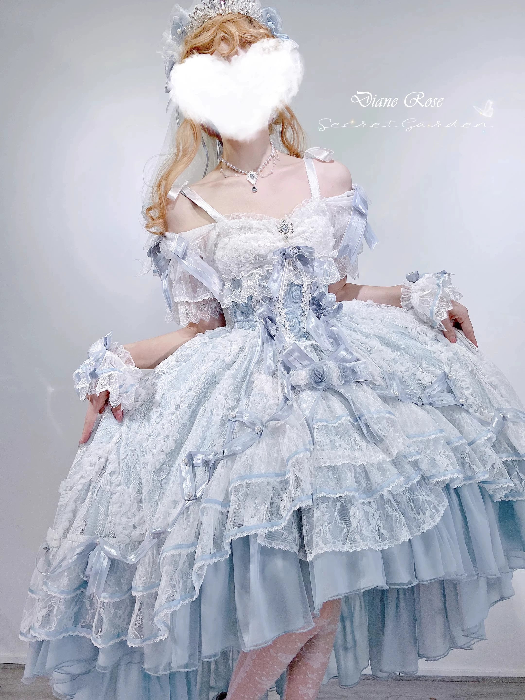 MieYe - Diana Rose - Bridal Lolita Dress Short Wedding OP with Accessories 41638:708656
