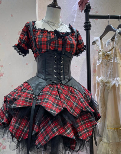 (Buyforme)Kiko Lolita~Gothic Enchanting Lolita Nightshade Princess Skirt Set size1 (sm) grid version 