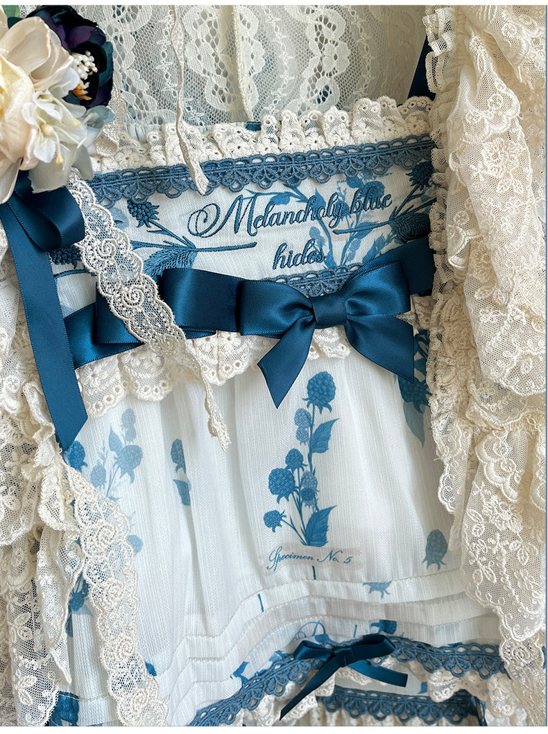 NanShengGe - Mulberry Poem - Country Lolita Printed Dress with Cardigan Set 42513:742835