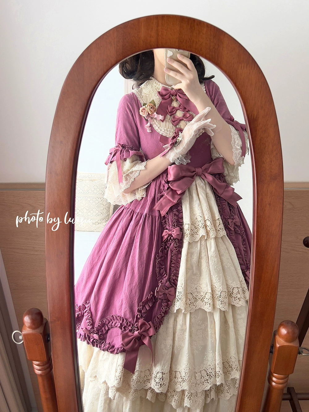 Miss Point~Lilyka Garden~Classic Lolita OP Dress Set Elegant Floral Wall Princess Sleeve 38832:606454