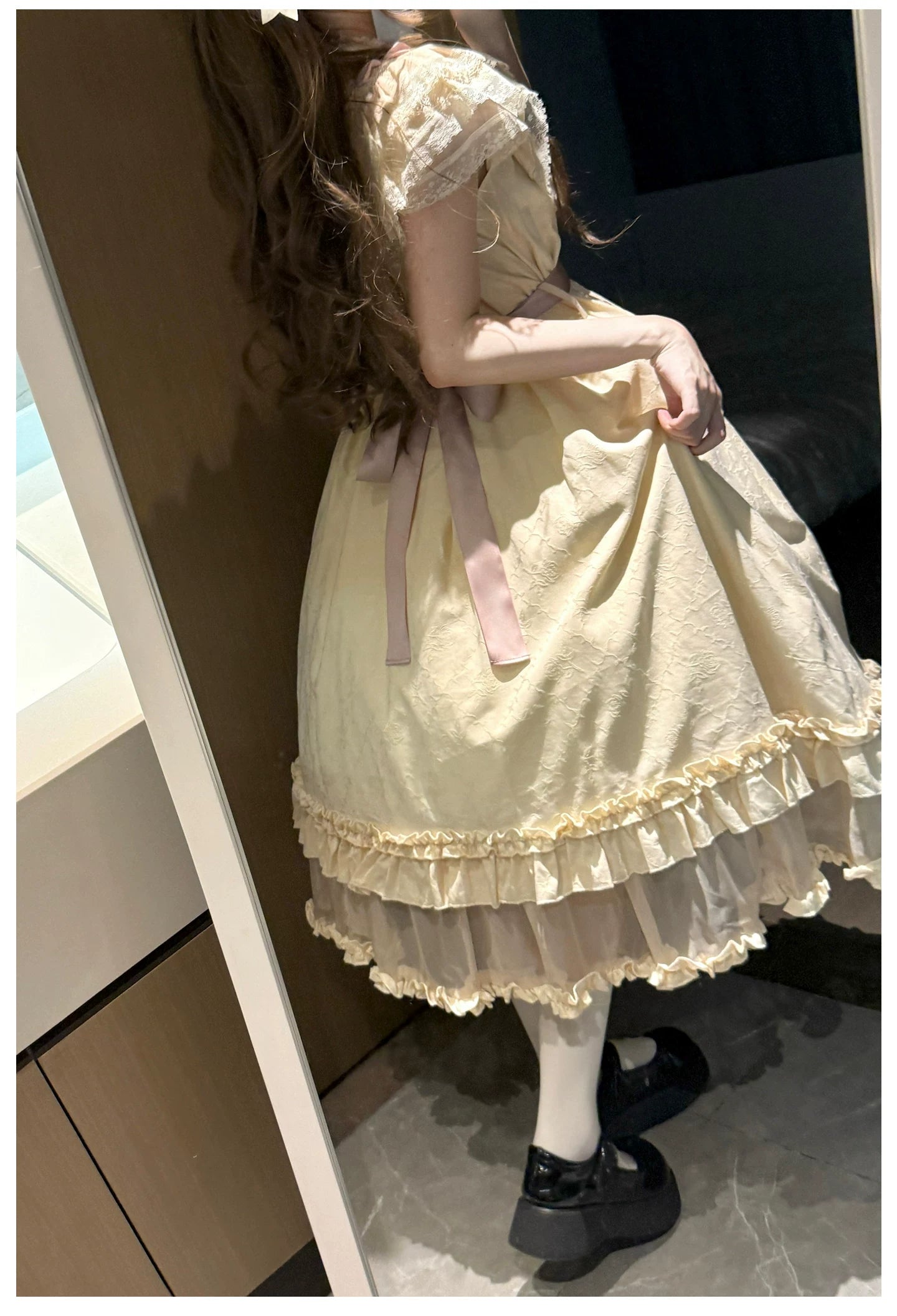Lily's Dream - Cotton Lining Classic Lolita OP, Drawstring Liftable Hem 45539:854772
