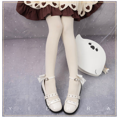 Yidhra~120D Daily Lolita Solid Color Velvet Spring Leggings free size 120D-milk white 