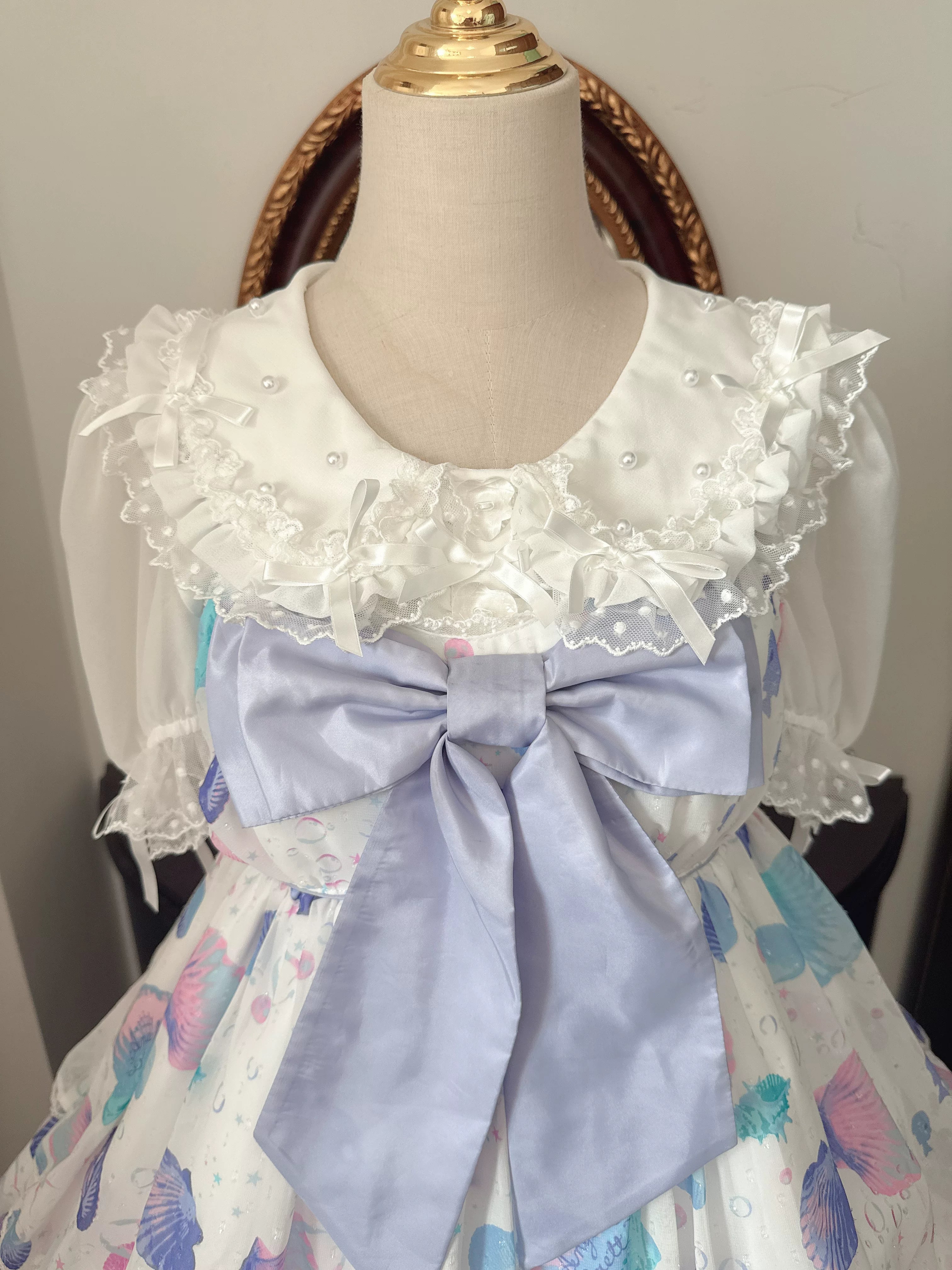 Sea Coconut - Cotton Old School Lolita Peter Pan Collar Blouse with Lace