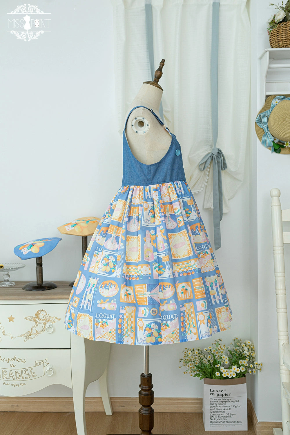 Miss Point~Daisy Lemon~Kawaii Lolita Lemon Print JSK Customized 21508:310796