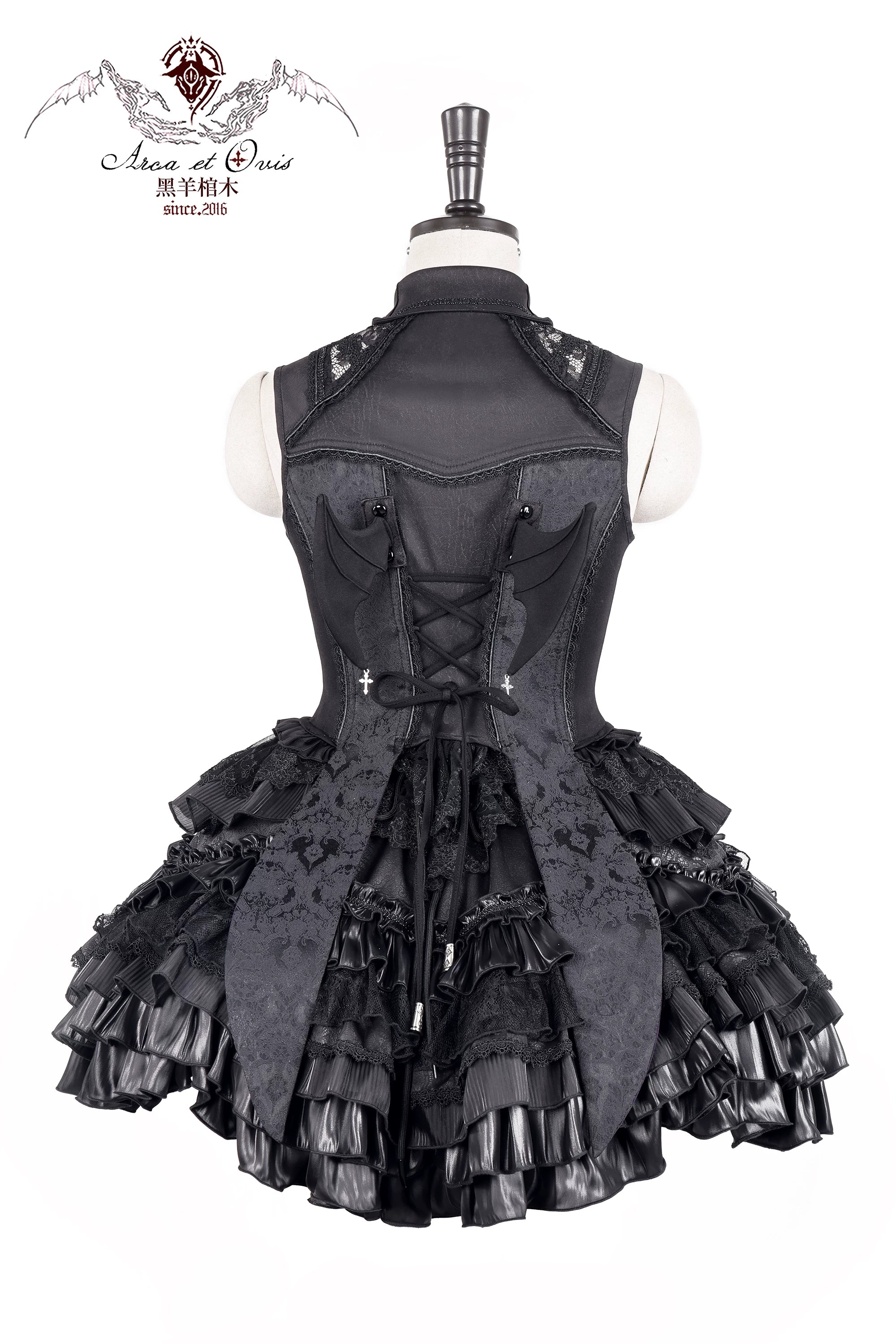 Holic - Gothic Lolita High-low Hem Vest, Tiered Hem Skirt 44877:824755