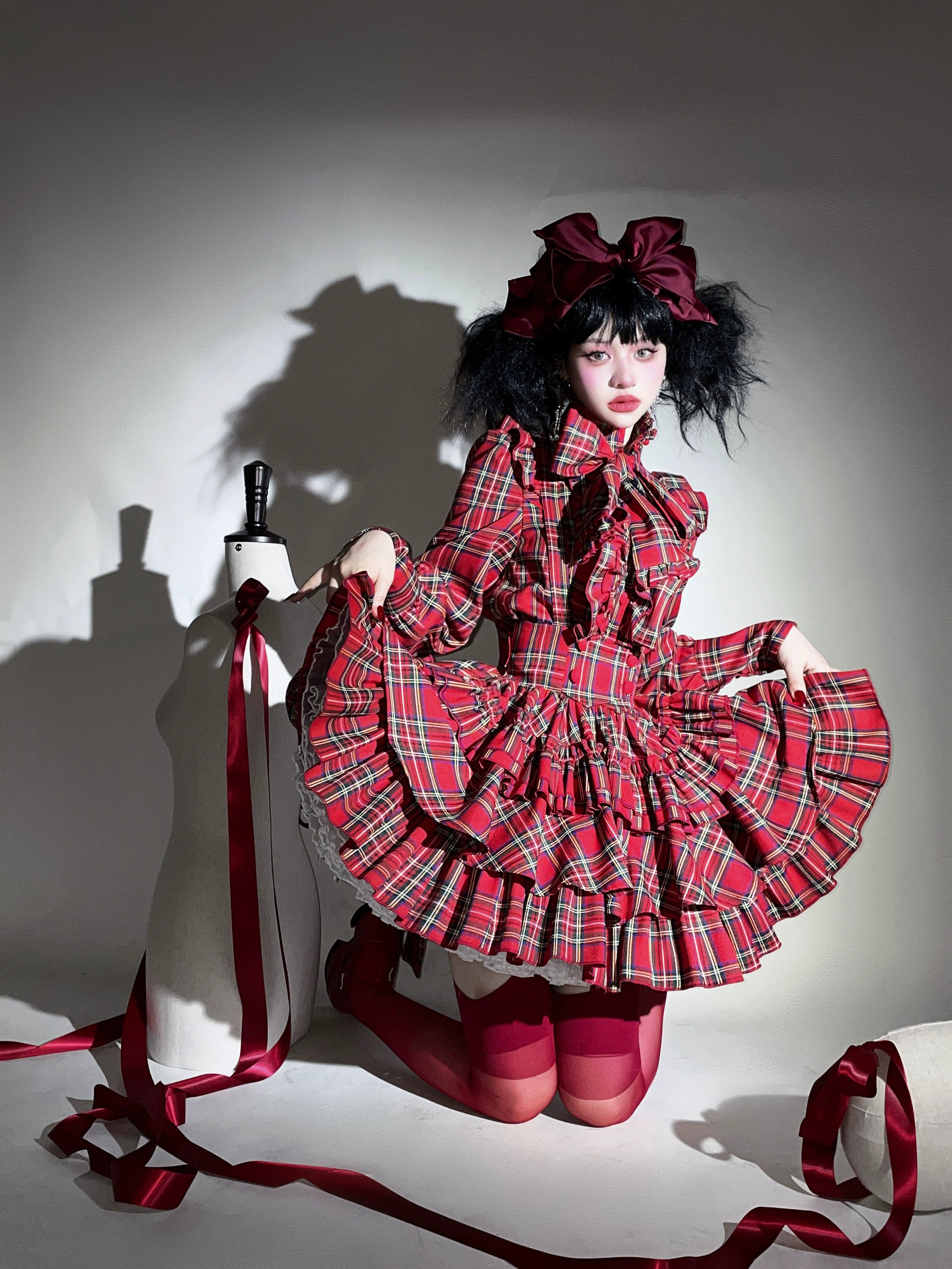 Humanoid Gift Box - Plaid Gothic Lolita Blouse & SK 44028:792596