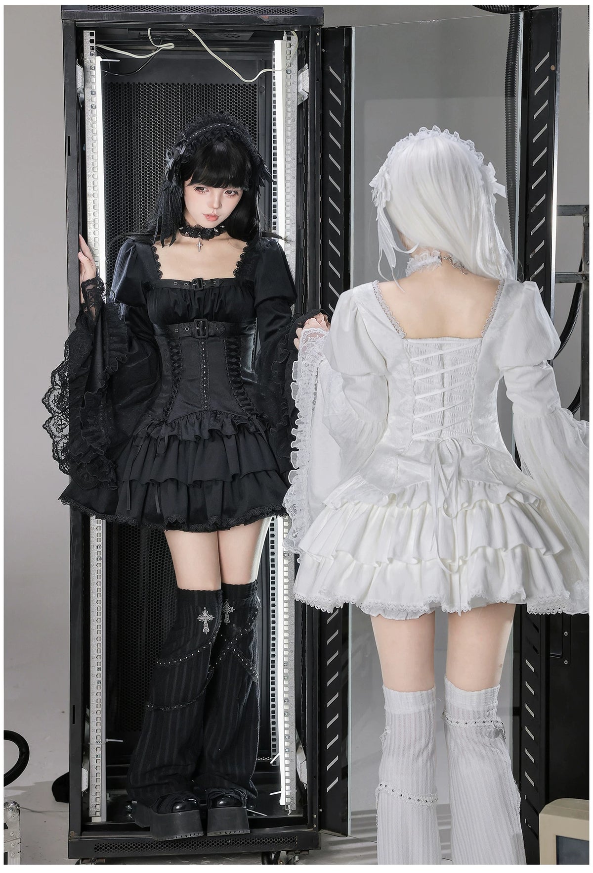 White Night Feather - Gothic Lolita OP Dress & Leg Warmers Set, Angel Cross Theme 46055:873972