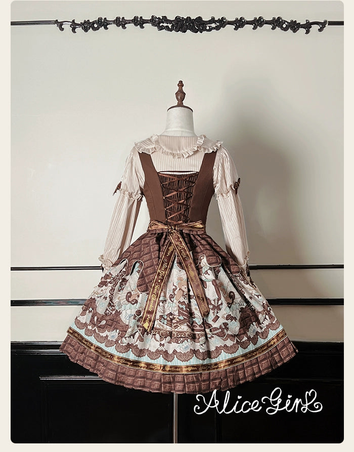Alice Girl - Bear Chocolate Bar - Kawaii Lolita JSK & Salopette Dress 43851:787074