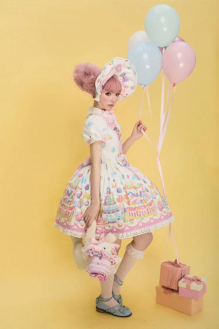 Sweet Dessert Land - Kawaii Lolita OP & JSK Dress Suit, Cake Print 44542:811591