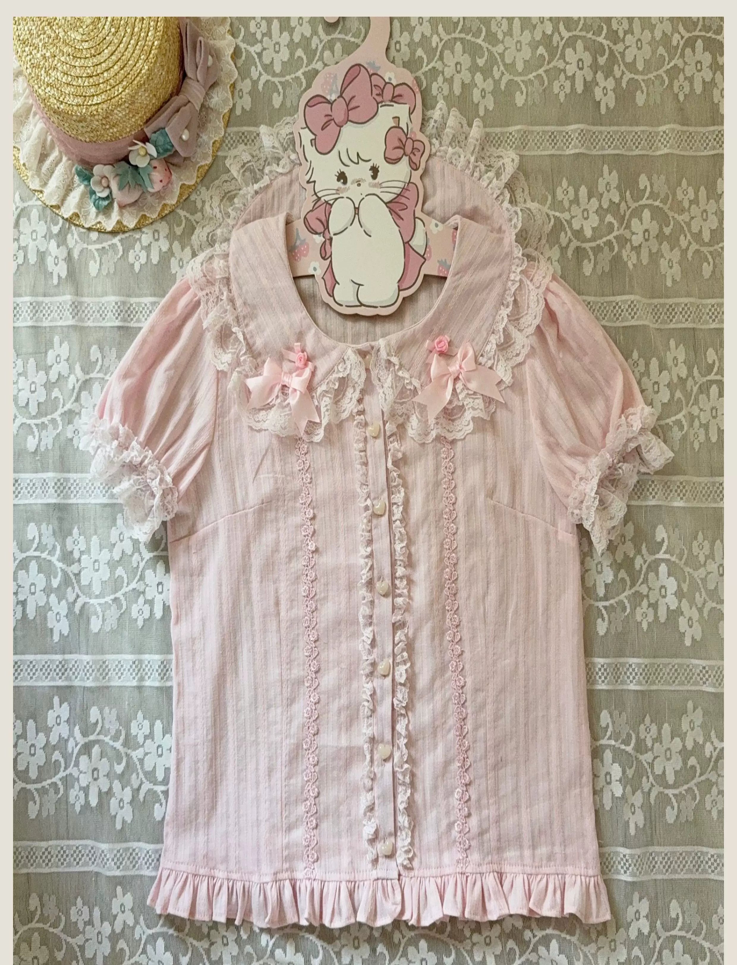 Old School Lolita Peter Pan Collar Blouse with Lace (2XL L M S XL) 45504:851227