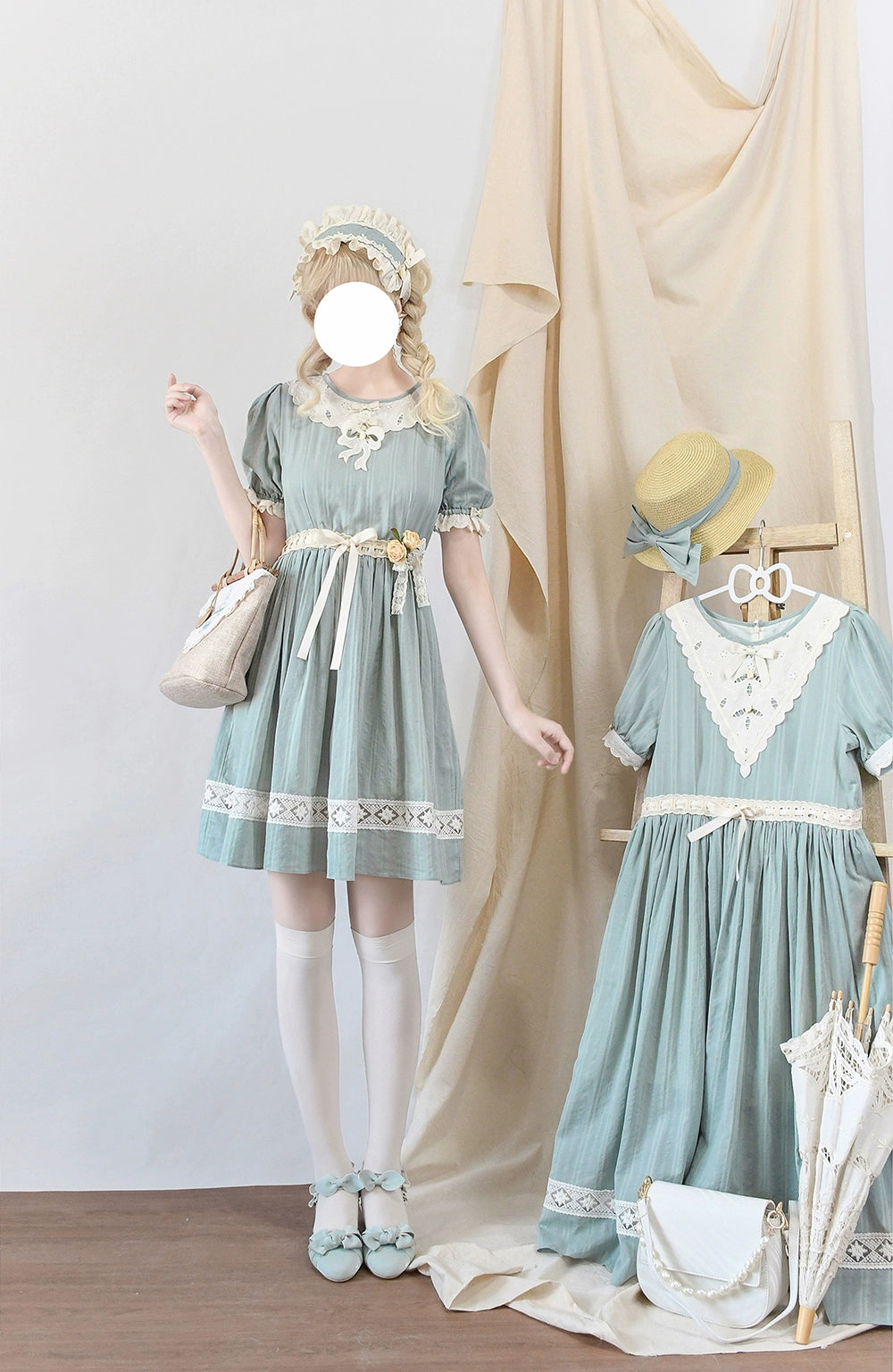 Miss Point~Customized Elegant Lolita OP Dress Cute Daily Girl Short Lolita Dress