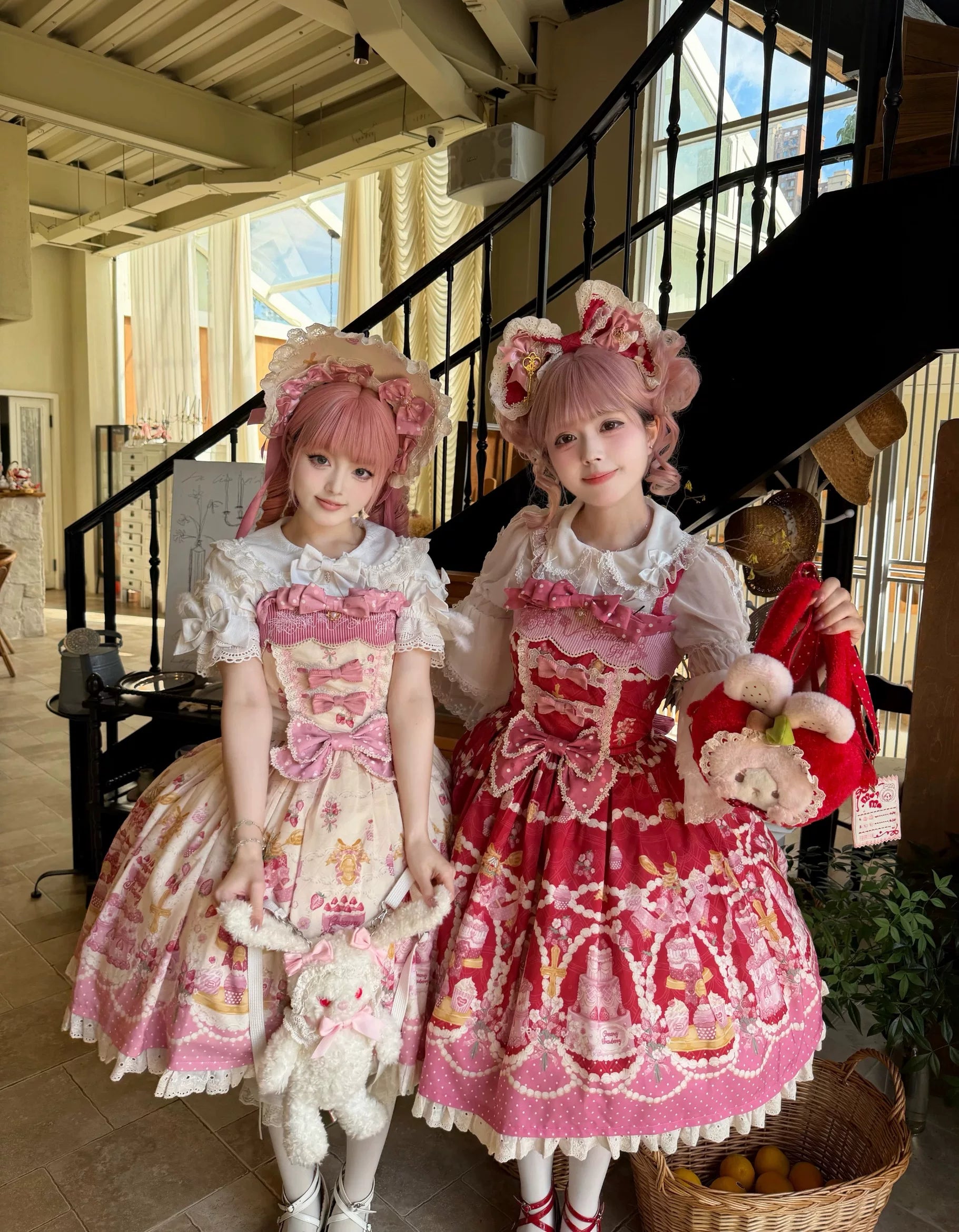 Strawberry Ode - Plus Size Sweet Lolita OP & JSK Dress, Cream Cake Print 45892:866996