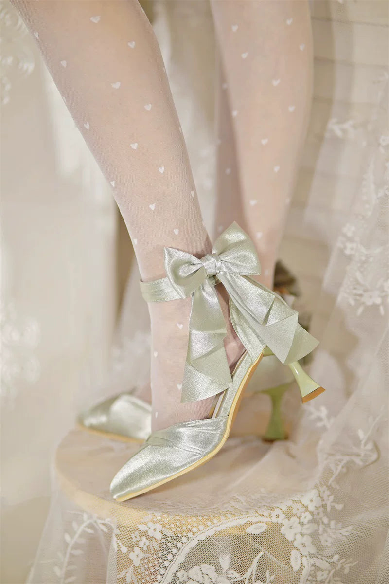 Coronation - Classic Lolita Wine Glass Shaped Heels Shoes, Detachable Bow