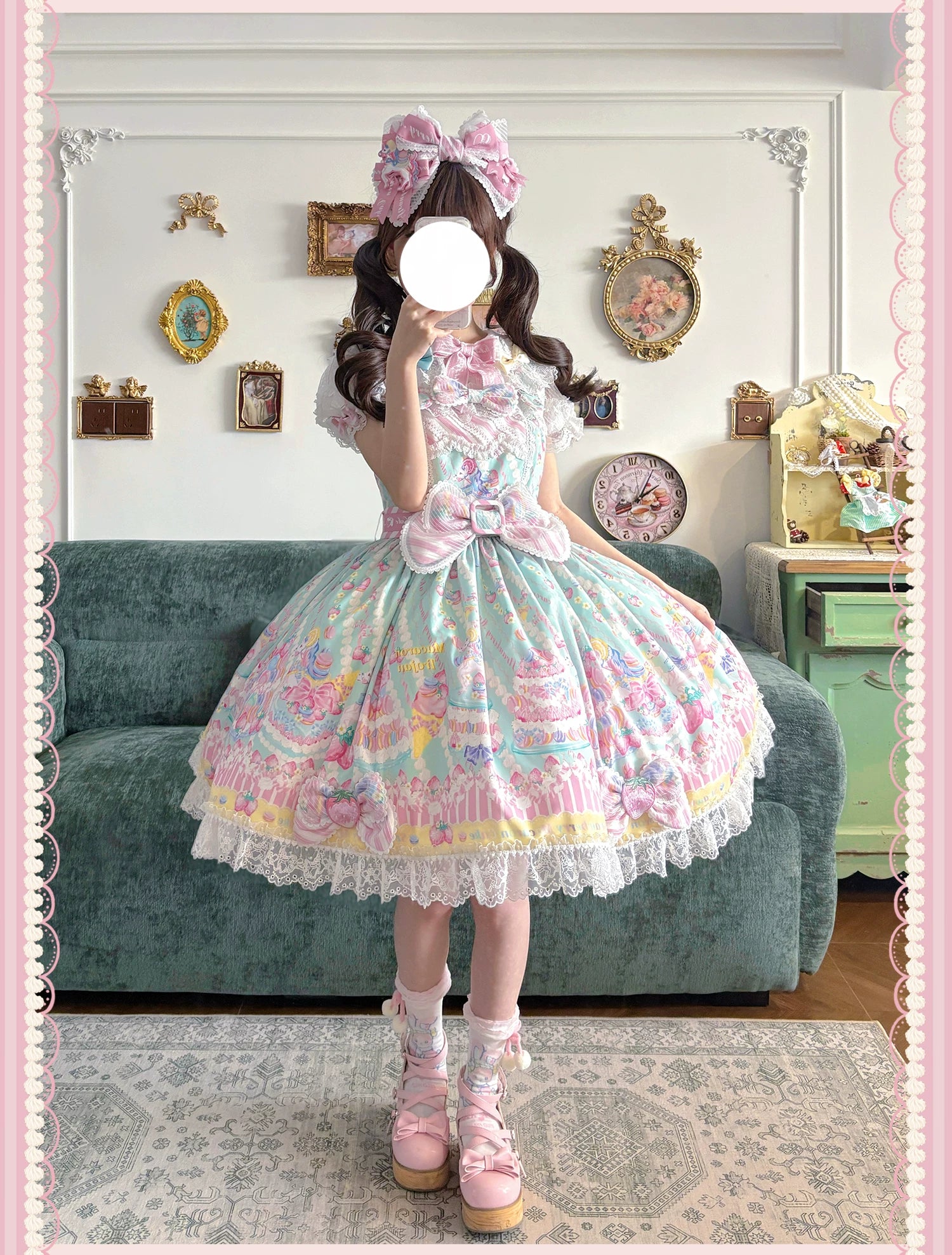 Macaron - Printed Sweet Lolita OP Dress, Old School Lolita JSK Available
