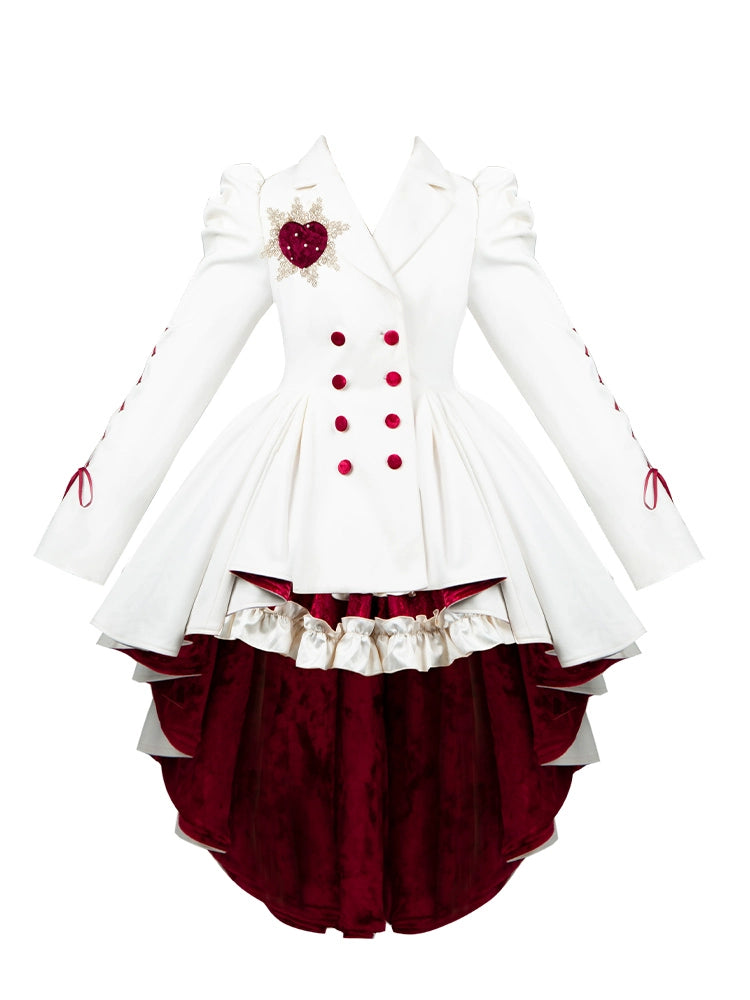With PUJI - Mary's Heart - Classic Lolita Bodice Dress with Invisible Strap Irregular Coat High-low hem coat only S