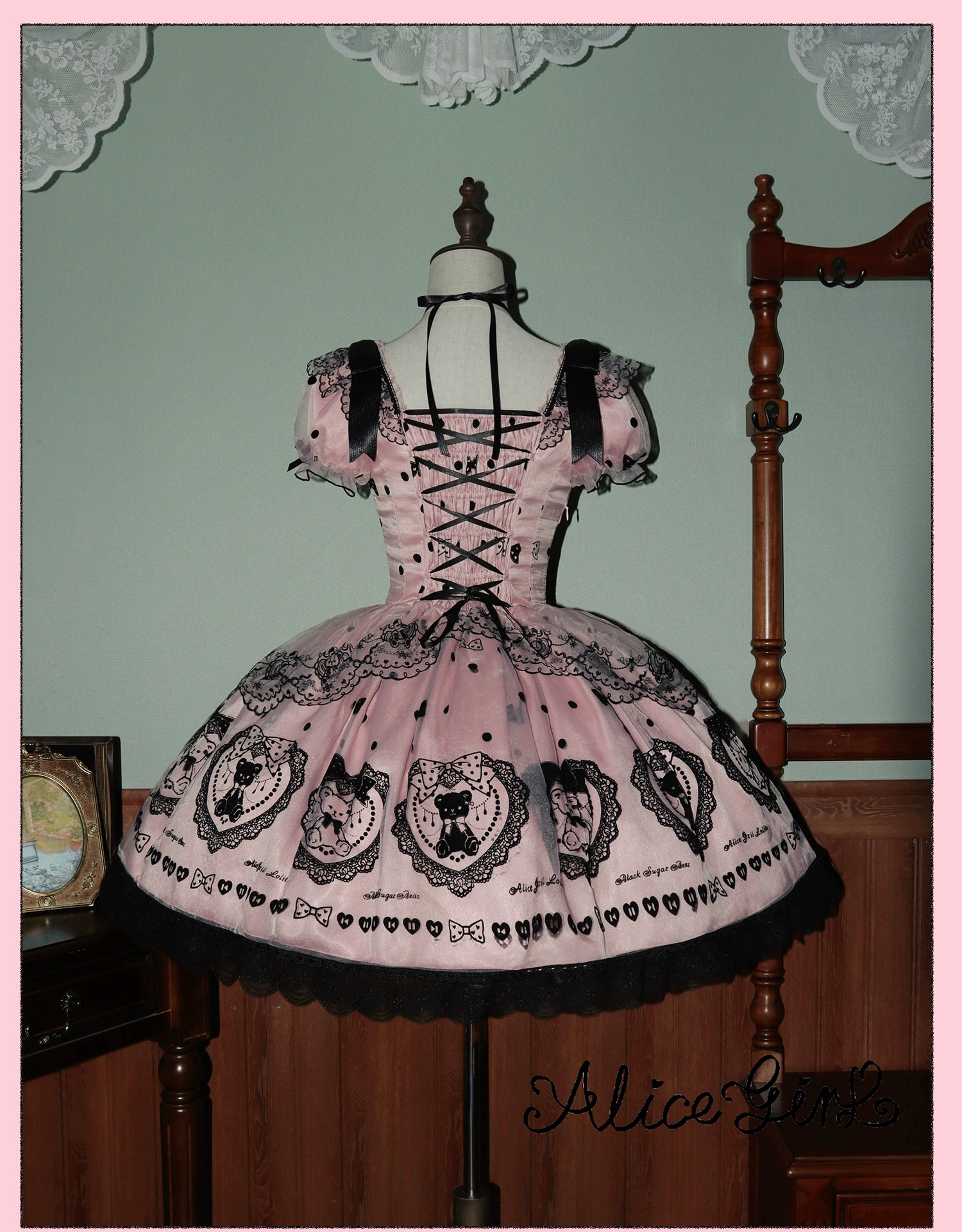 Alice Girl - Brown Sugar Bear - Printed Sweet Lolita Dress, Multiple Styles 43697:783252