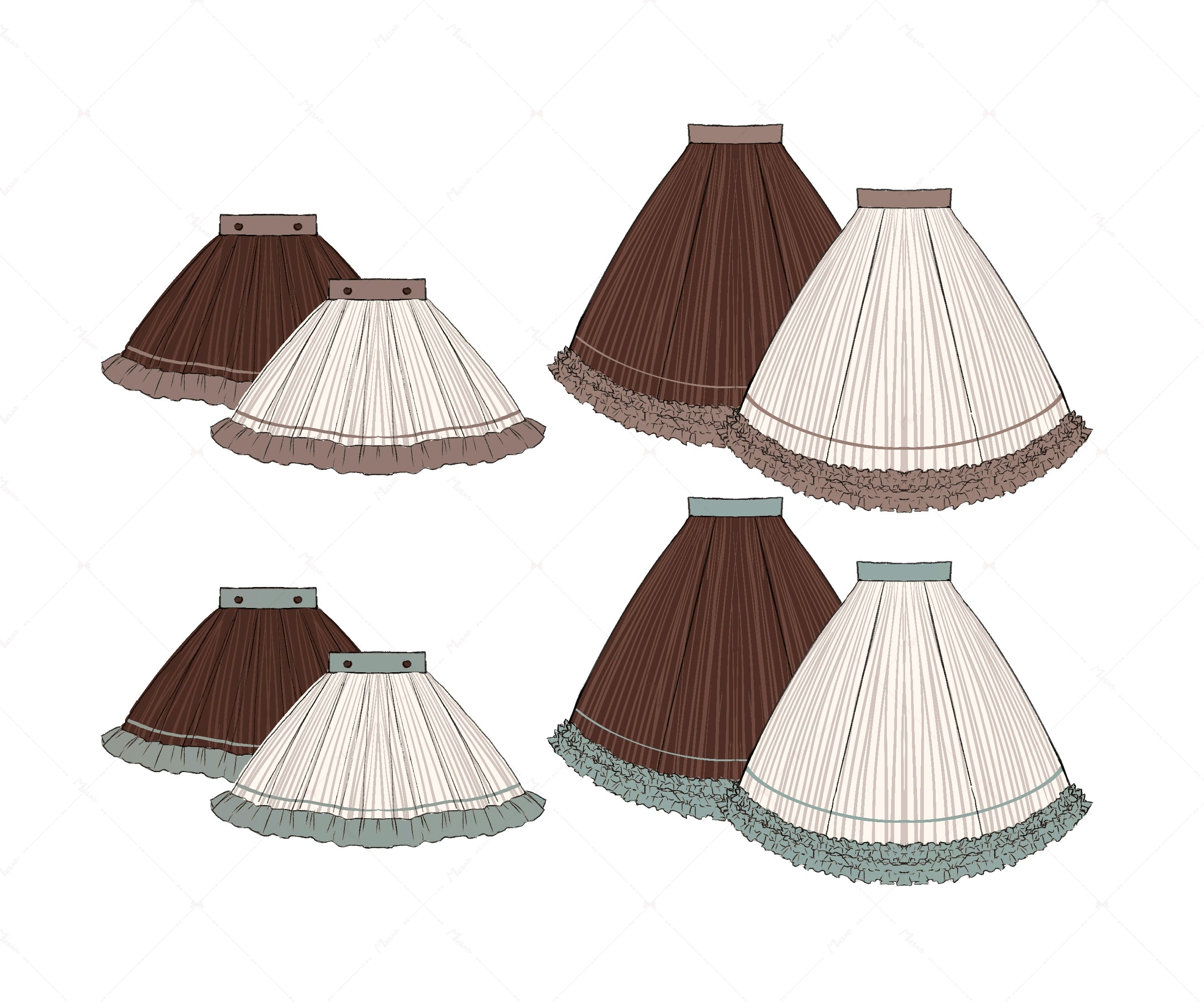 Miss Point - Classical Chocolate - Classic Lolita Skirt Elegant Striped SK 40814:676958