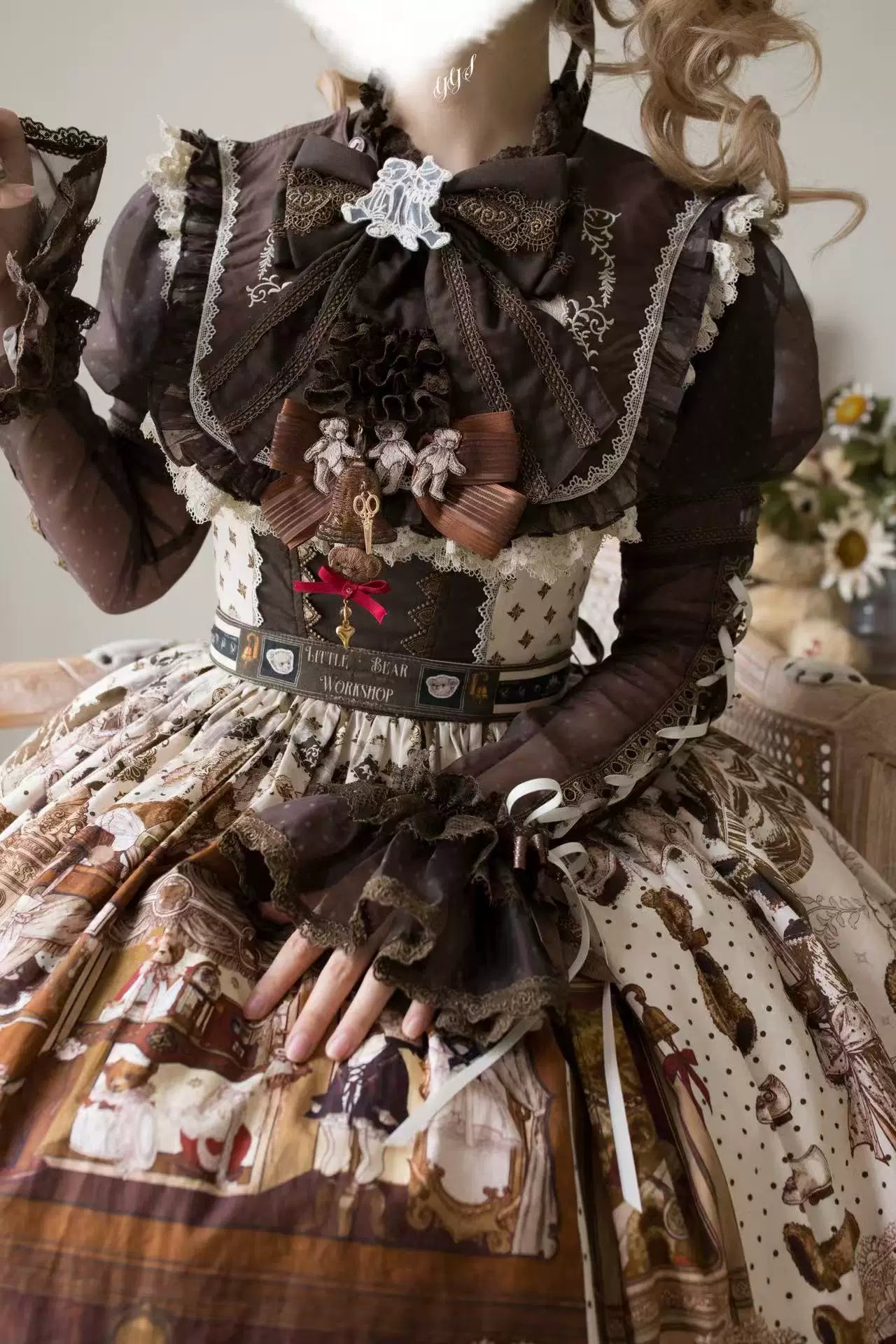 Little Bear Workshop - Cotton Sweet Lolita JSK & OP Dress, Printed Bodice