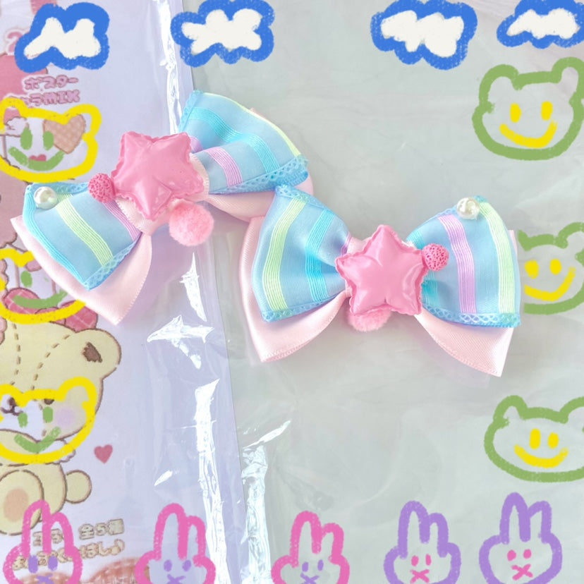 Bow Terminator - Sweet Lolita Head Accessory Handmade Hairpin a blue hair pin