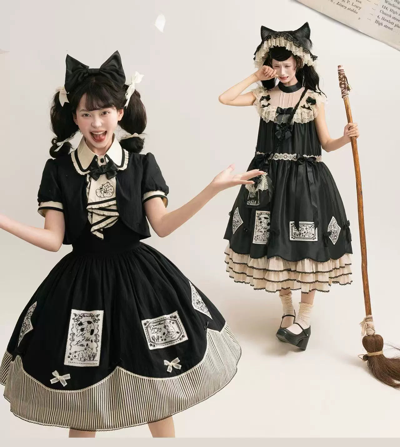 MEEKWIND - My Little Kitten - Doll-Like Lolita OP, Detachable Waist Ties 44223:798978