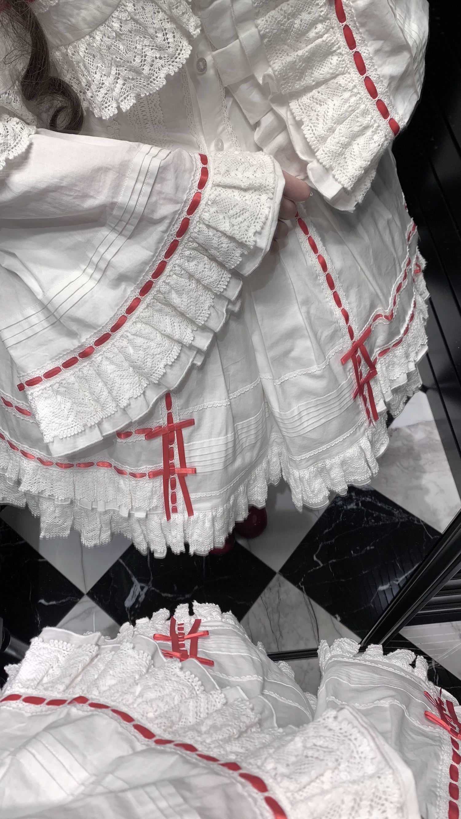Praying Snowfall - Old School Lolita Skirt Suit Cape Princess Sleeve Shirt 39180:848768