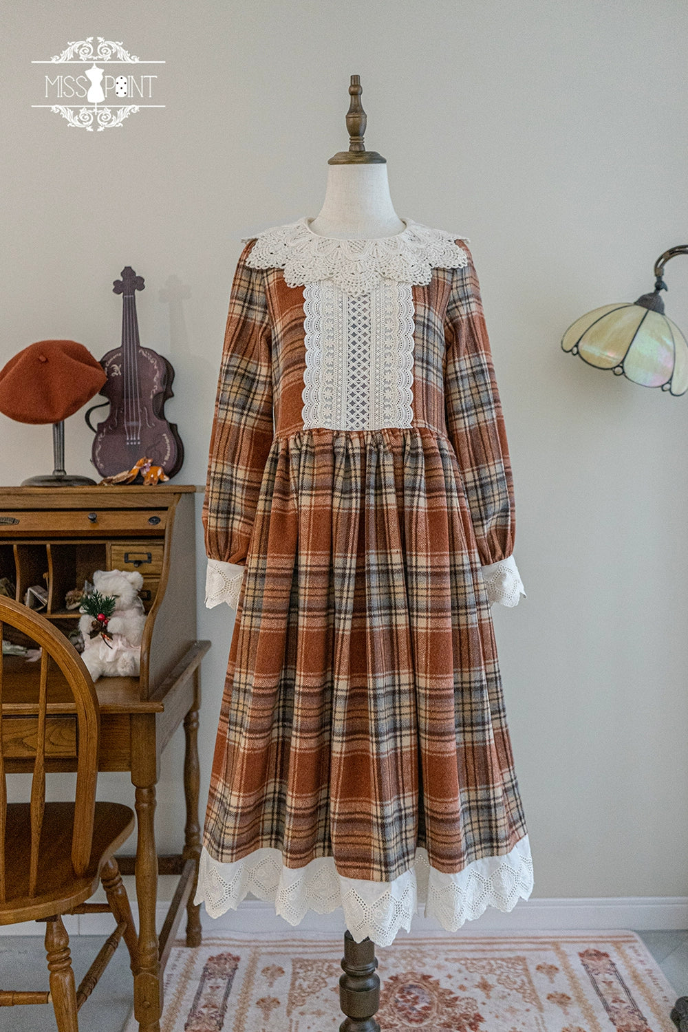 (BFM)Miss Point~Fat Fox in the Forest~Customized Lolita OP Dress Plaid Loose Daily Dress 37590:562872