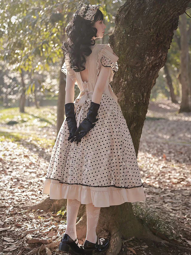 Cat-Romance - Coconut Milk Boo Boo - Elegant Lolita Polka Dot OP S-M a pair of gloves