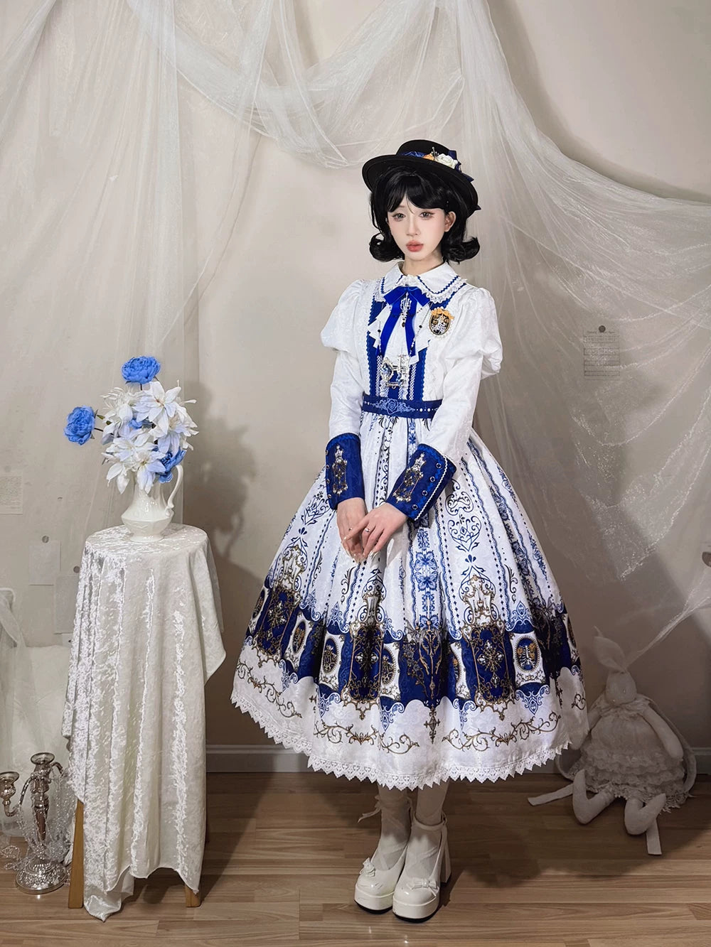 Blood Night Lantern - Jacquard Gothic Lolita Dress, Juliet Sleeve 44543:812354