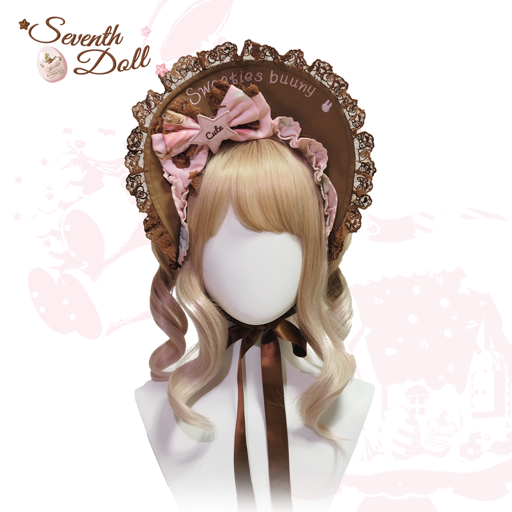 Chocolate Bunny - Printed Kawaii Lolita JSK, Short-sleeved Dress (L M S XL) 44614:814861