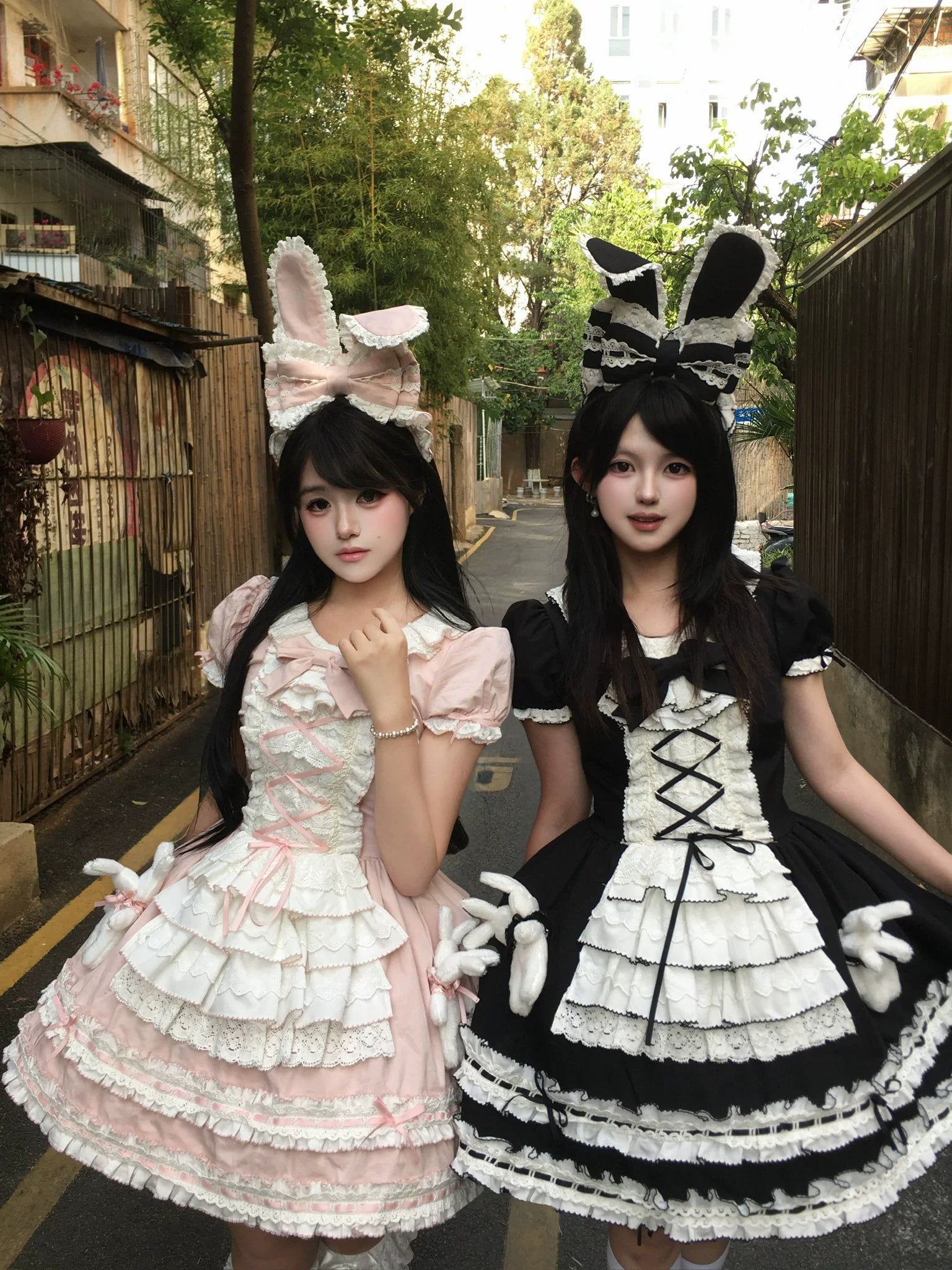Coco Bunny - Cotton Old School Lolita OP Dress, Bunny Decoration 45380:845405
