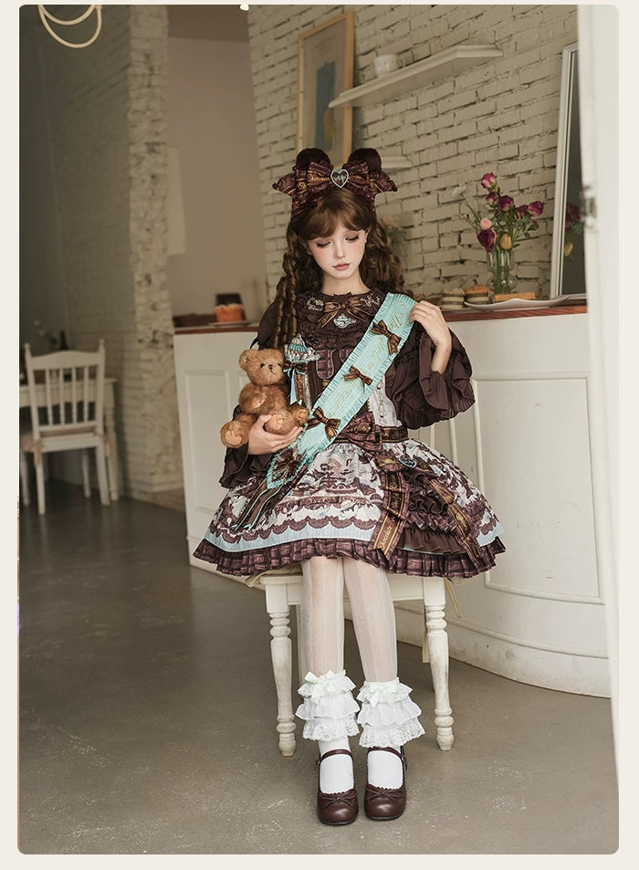 Alice Girl - Bear Chocolate Bar - Kawaii Lolita JSK & Salopette Dress
