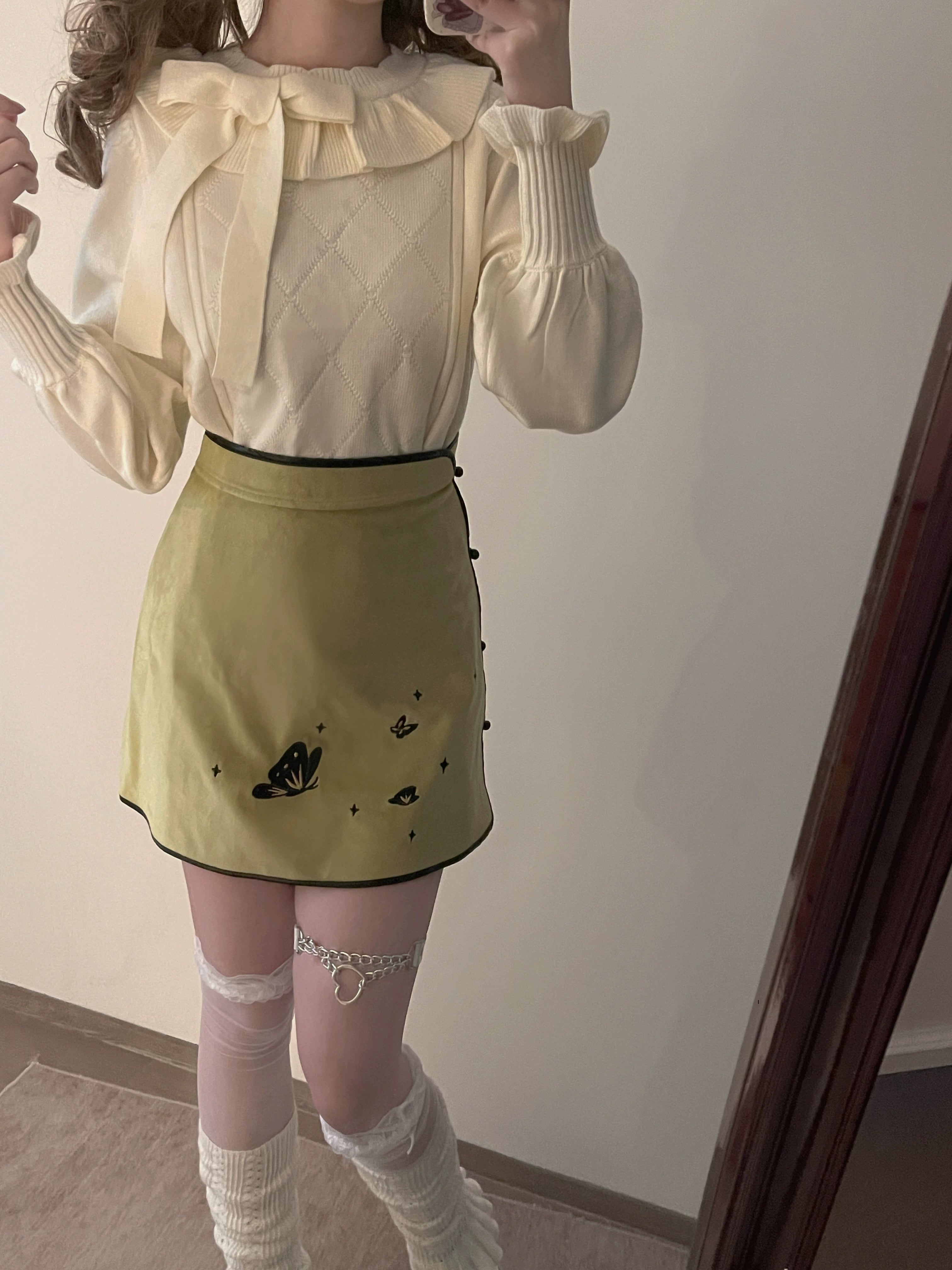 MIST - Mist Cotton - Winter Lolita Sweater Cute Knit Shirt ivory S