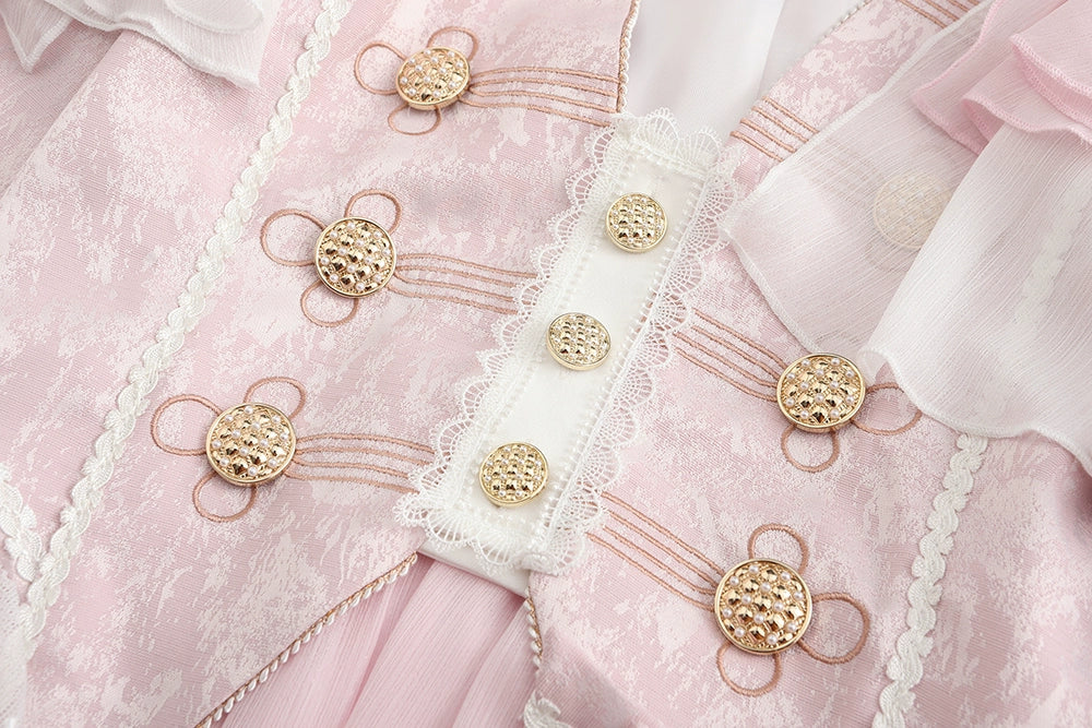 Immortal Thorn - Immortal Glass Castle - Ouji Lolita Handsome Prince Style Pink Long Coat