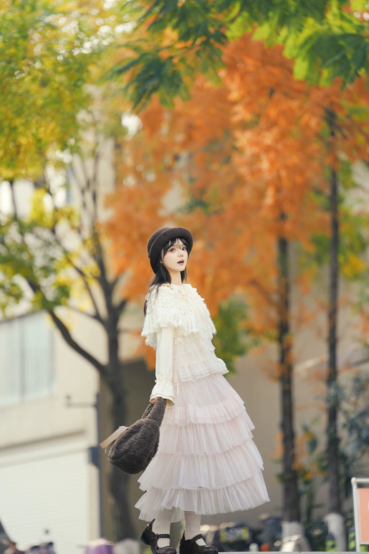 Himawari - Sweet Lolita Long Sleeve Blouse, Tiered Ruffle Collar 45973:869753