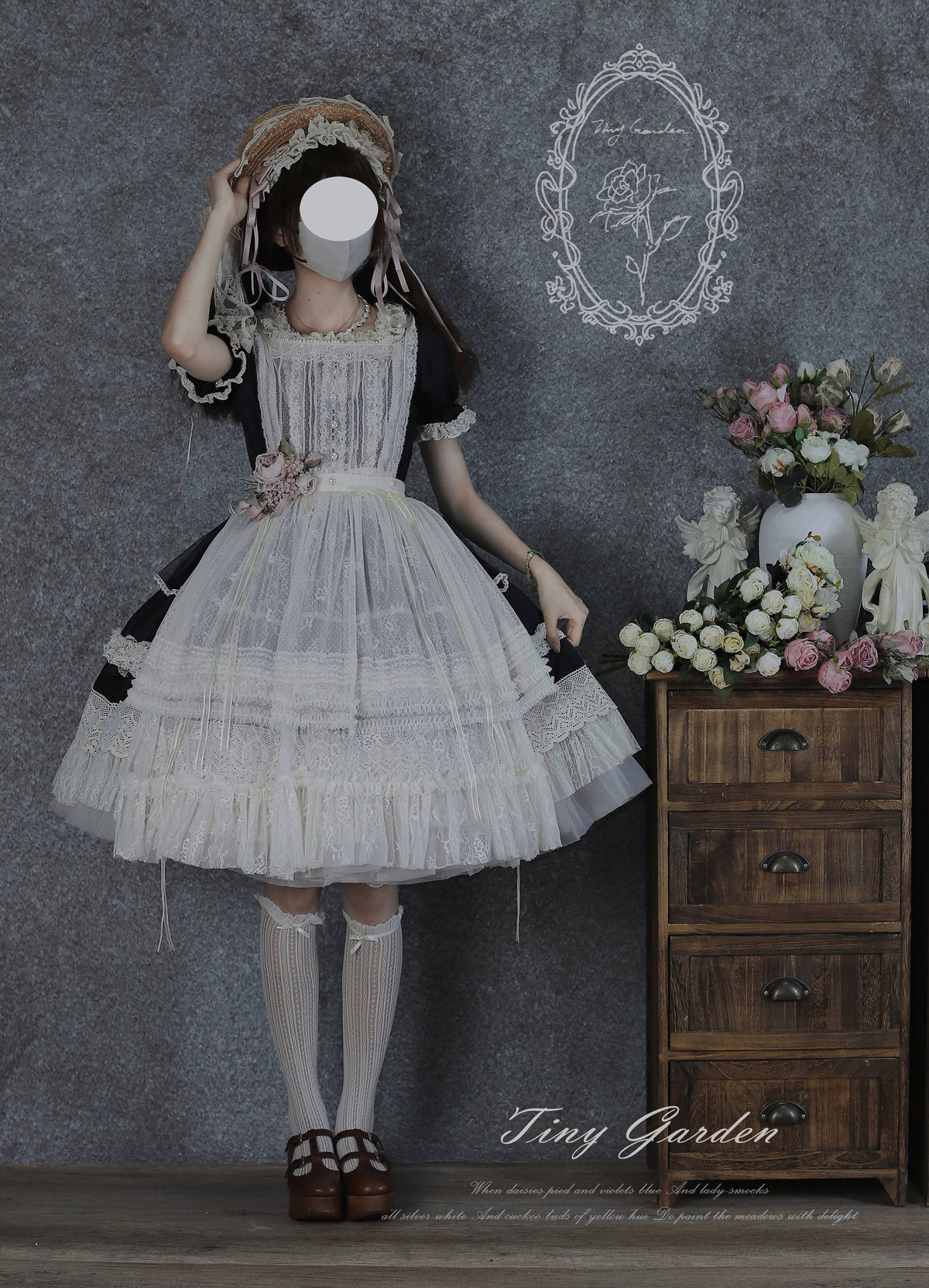 Garden Jardin - Cotton Classic Lolita OP Dress With Tiered Ruffles 45927:868676