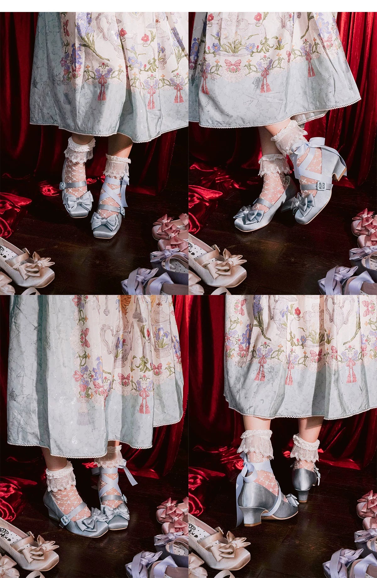 MODO - Sisi - Elegant Lolita Satin Shoes, Square Toe 43664:782526