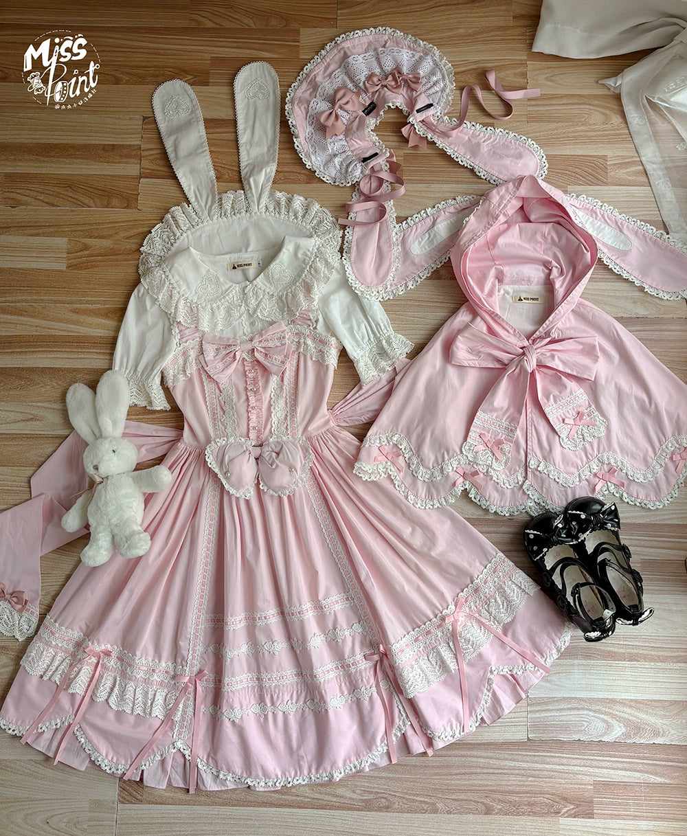Vintage Petal Rabbit - Cotton Old School Lolita JSK Dress With Petal-Shaped Hem 43136:769634