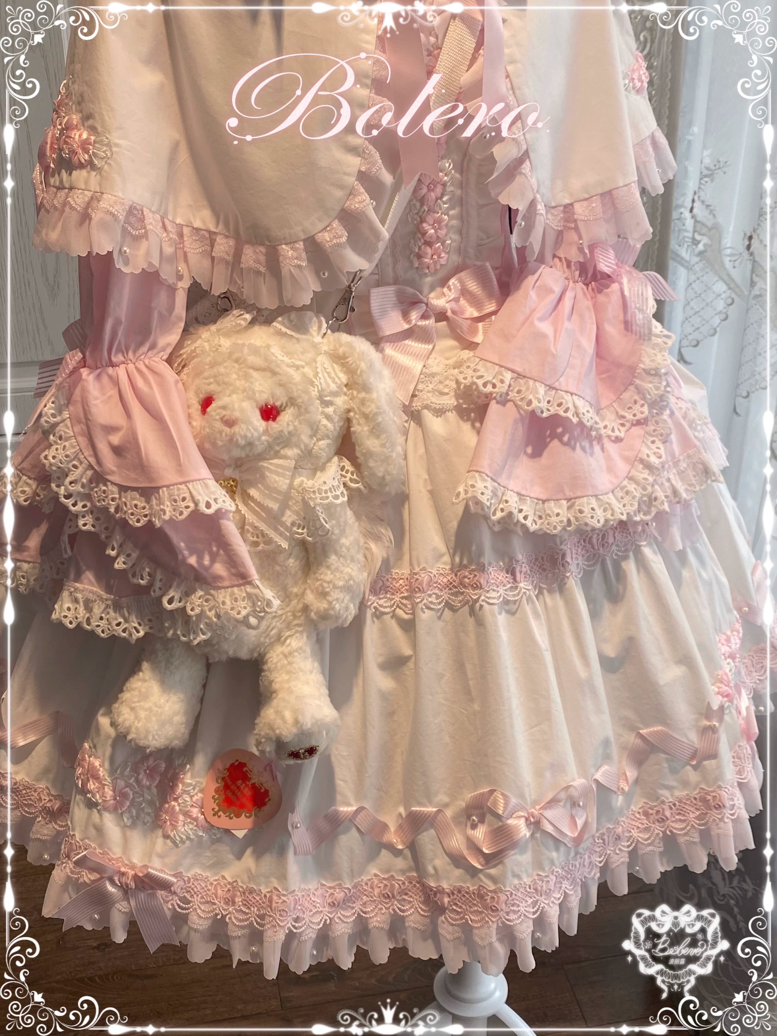 Charlotte Bouquet - Old School Lolita JSK Set, Embroidery & Bows 45093:835356