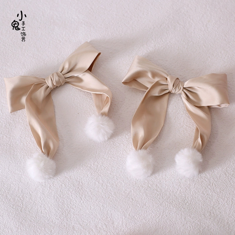 Xiaogui - Sweet Lolita Bow Hair Clips Multicolors a pair of light khaki hair clips