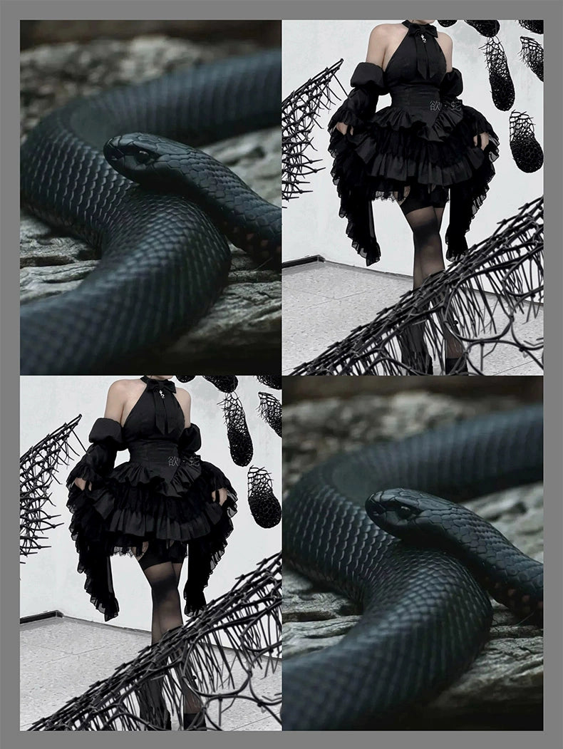 Diamond Honey - Desire Serpent - Gothic Lolita JSK Dress Snake Print Slimming Backless Dress