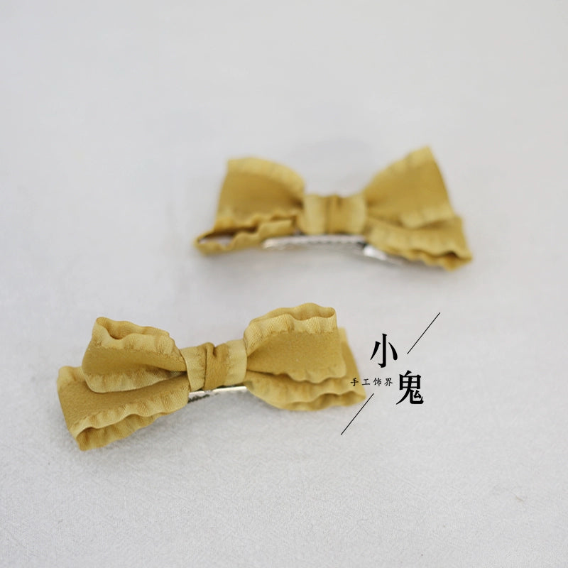 Xiaogui - Cute Lolita Headwear Ponytail Hairclips Daily Lolita Accessories a pair of ginger yellow hairclips