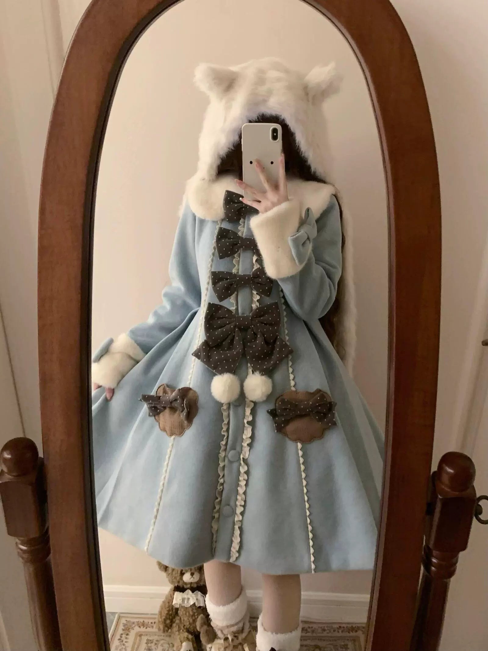 Sakurahime~Sweet Cookie~Sweet Lolita Coat Detachable Cape Pastel Outwear 40374:658096